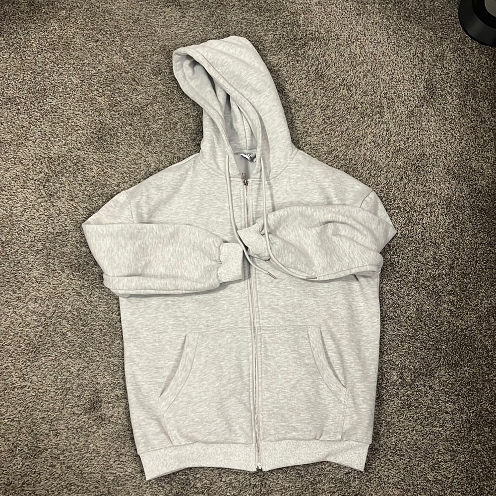 Princess Polly Florida Zip Up Sweatshirt Grey, size 4.